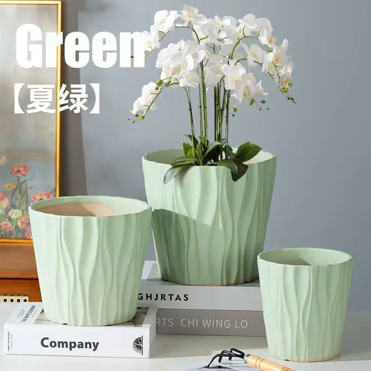 欧式陶瓷花盆花盆厂家直销种植清仓粗陶简约纯手工手绘家用盆大号