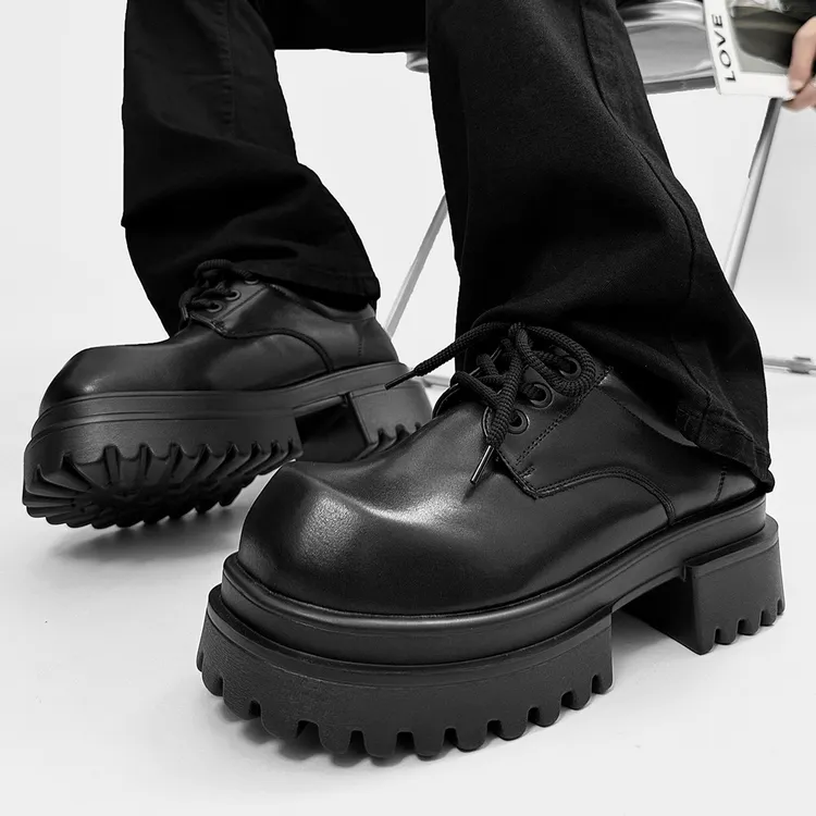 cleanfit小众设计方头男士德比鞋正装商务休闲厚底英伦风西装皮鞋