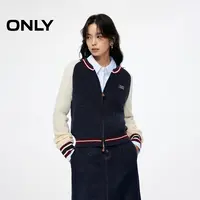 ONLY2025秋季新款学院风撞色设计含羊毛开衫针织衫女|12533A008