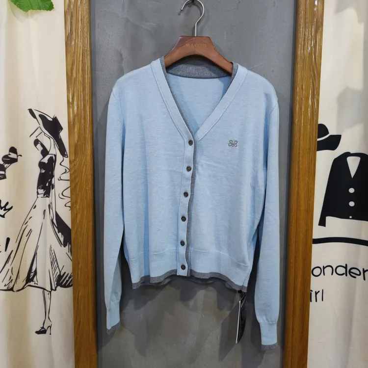麦寻ZKSHS05A秋款高级撞色新款刺绣学院女秋韩系减龄针织开衫