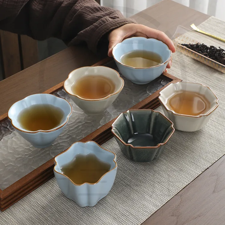 国潮新款严选汝瓷功夫茶杯主人杯泡茶杯陶瓷茶盏品茗杯子茶道用品