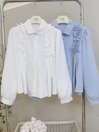 琳心丨早秋新款多色翻领木耳边蝴蝶结绑带长袖衬衫 A2492