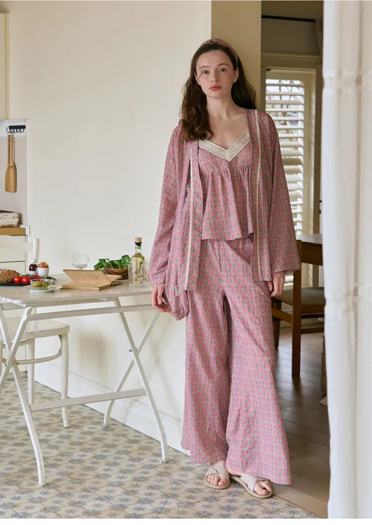 ULLALAUllala韩国品牌进口睡衣家居服瑞华吊带九分裤外披25208