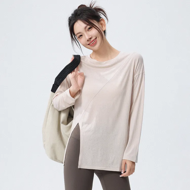 宽松瑜伽服开叉罩衫运动上衣健身服跑步普拉提绝美训练服长袖秋季