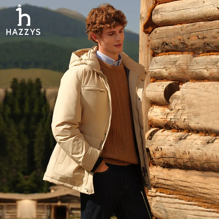 【PHIZ】HAZZYS哈吉斯冬季男士时尚羽绒服潮流休闲宽松加厚保暖外套