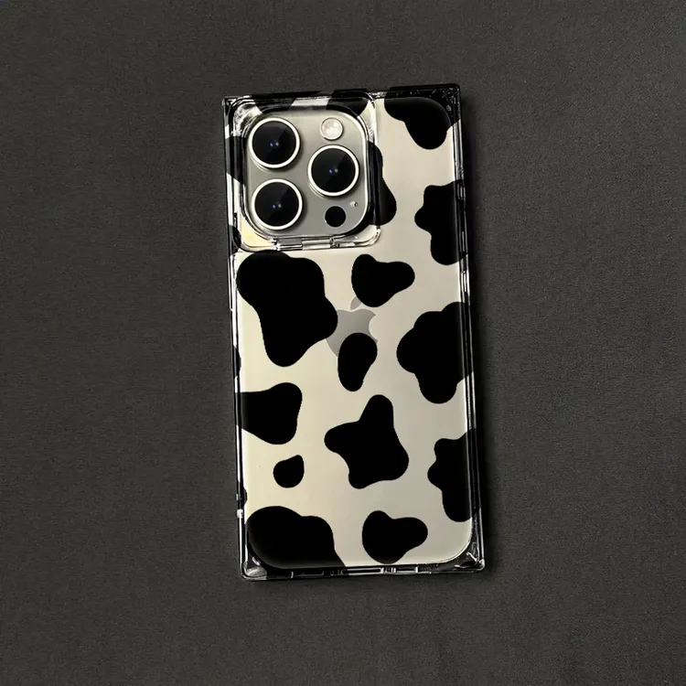 BANCA奶牛纹冰晶方块适用苹果16/15promax手机壳iPhone14透明1312
