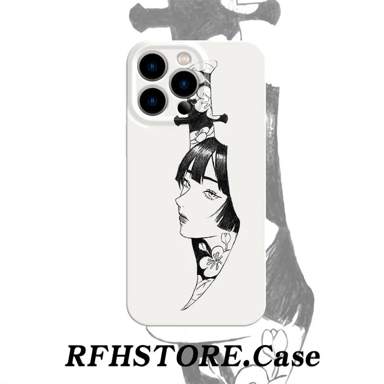 ZMGX素描风借美杀人适用苹果16/15pro菲林手机壳华为oppo小米vivo