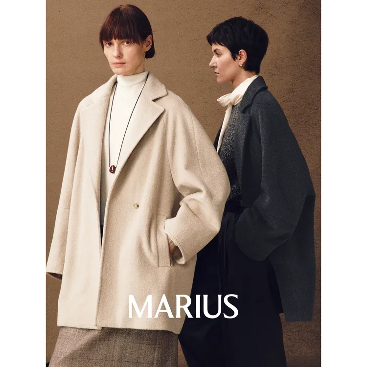 MARIUS | "德芙大衣"意大利TEXCO羊驼毛气场感宽松茧型翻领大衣