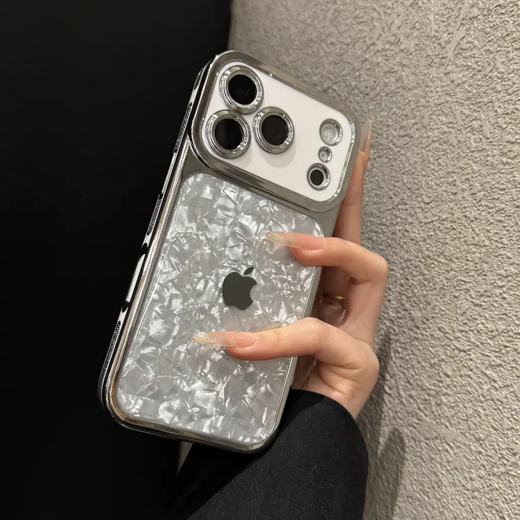 电镀贝壳纹适用苹果17promax手机壳个性iPhone16大视窗15轻奢14女