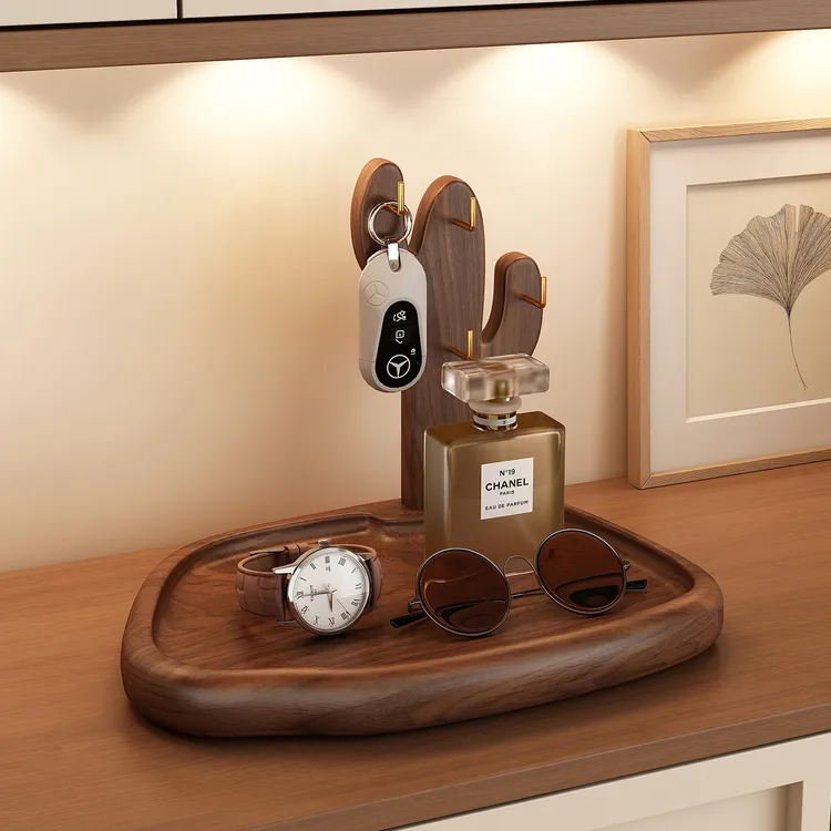 玄关置物架钥匙收纳架实木中式眼镜摆放台面桌上古风摆件装饰架子