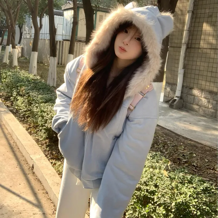 猫耳朵座山雕棉服女2025年新款韩系慵懒感棉衣加厚棉衣冬季外套潮