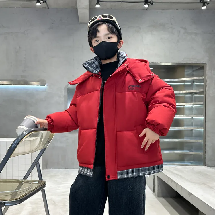 男童冬季棉衣外套2025新款中大童男孩保暖棉服初中生防水加厚棉袄