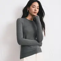 绒贴贴 山羊绒圆领打底衫女秋冬新款修身显瘦轻奢上衣