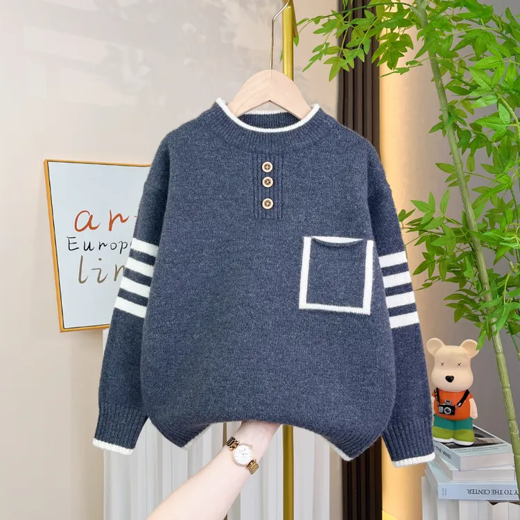 男童加厚毛衣秋冬装2025新款儿童冬季针织衫中大童冬款线衣帅气潮