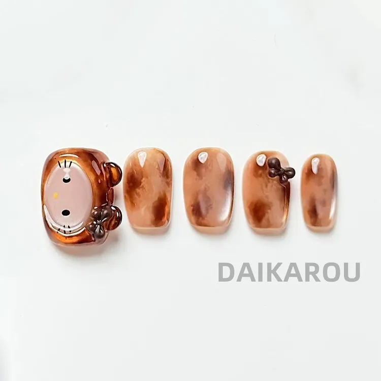 醇蜜喵喃 黛卡柔 预售 哇擦么 新甲型  短椭圆手工穿戴甲10片