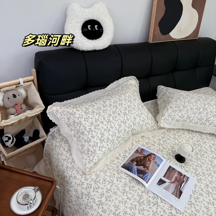 【四季通用】单层纱花边全棉透气绗缝斜纹纯棉棉之语床盖夏季±5