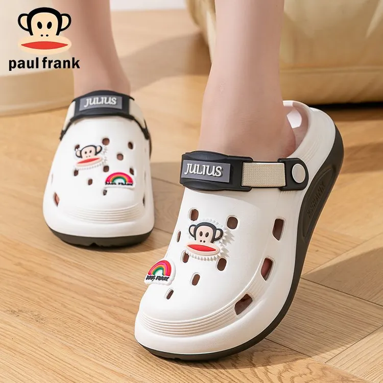 大嘴猴洞洞鞋女夏外穿2025时尚百搭轻便透气增高厚底拖鞋男踩屎感