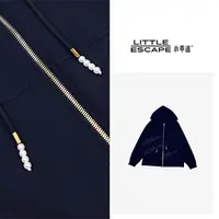 小乖逃X时尚藏蓝卫衣外套带帽抽绳MA刺绣藏蓝外套珍珠珠S25529