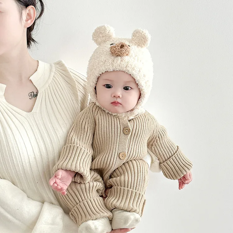 婴儿帽子秋冬季可爱男宝宝保暖护耳帽婴幼儿毛绒帽小月龄冬季超萌