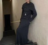 5672号#秋冬纯色收腰上衣+口袋半裙配披肩三件套E4-31