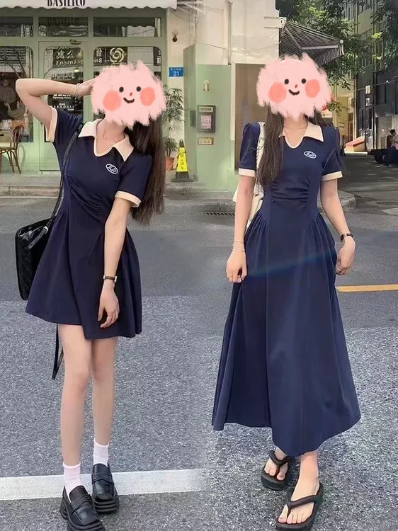 大码学院风连衣裙女夏季微胖显瘦裙子98955#