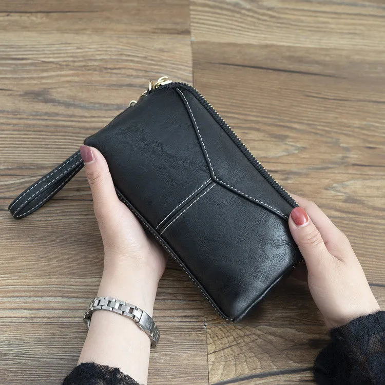 2025新款日韩长款女士女包简约百搭手拿包简约零钱手抓包手机包
