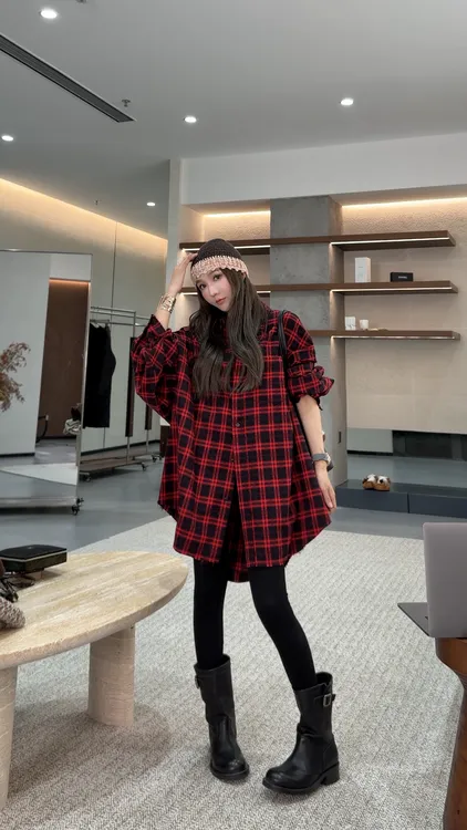 AMAZING IN | 1oo%棉 | 磨毛流苏格纹衬衫 A251123-AI5BDSH251006