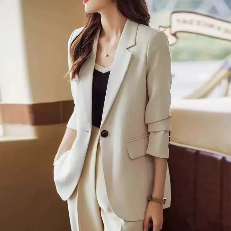 0589春秋新款小西装外套职业装通勤女装西服套装