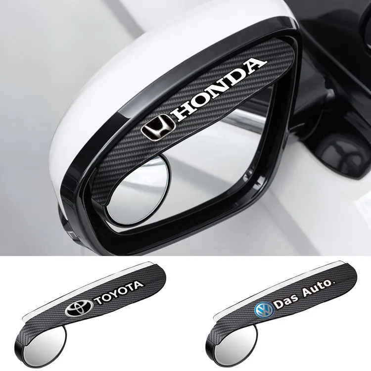 汽车后视镜小圆镜雨眉一体反光镜盲点镜辅助倒车镜防雨遮雨板神器