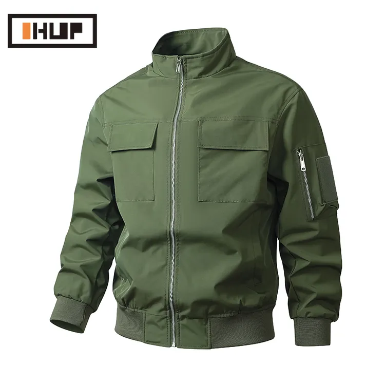 OHUP军绿色飞行员夹克棉服男款美式大码棒球服短款秋冬工装外套男