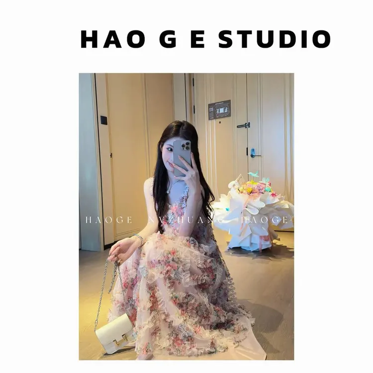 浩哥严选●碎樱河畔HGX5LYQ2208A连衣裙预碎花夏季小众温柔初恋感