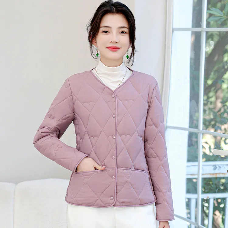 2025秋冬女士加绒保暖棉服修身短款冬季内穿棉袄时尚防寒内胆纯色