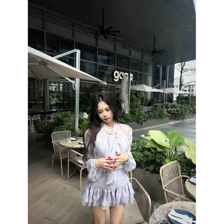 休闲温柔套装收腰显瘦长袖衬衫女装2025春季新款高腰半身裙两件套