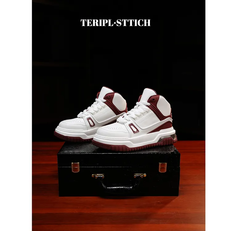 TERIPL【小胖丁】高帮情侣休闲气垫百搭牛皮轻奢潮鞋7077-3