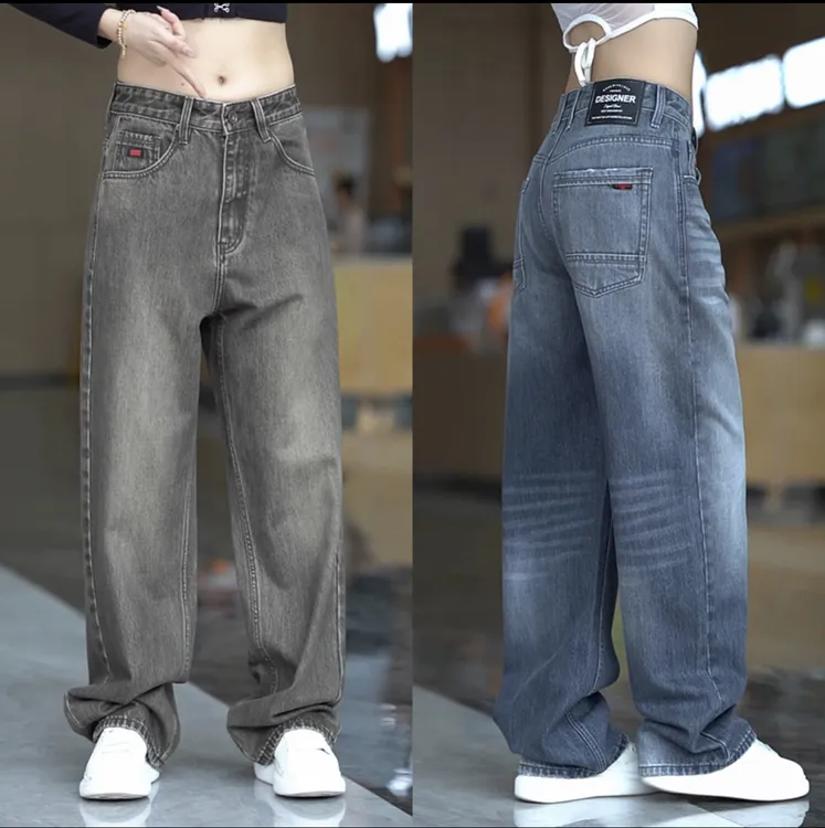 莱赛尔牛仔裤男款潮流韩版宽松阔腿长裤美式时尚痞帅休闲男装裤子