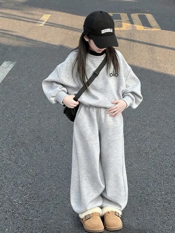女童卫衣套装春秋款2025新款女孩大童休闲运动秋装两件套洋气童装
