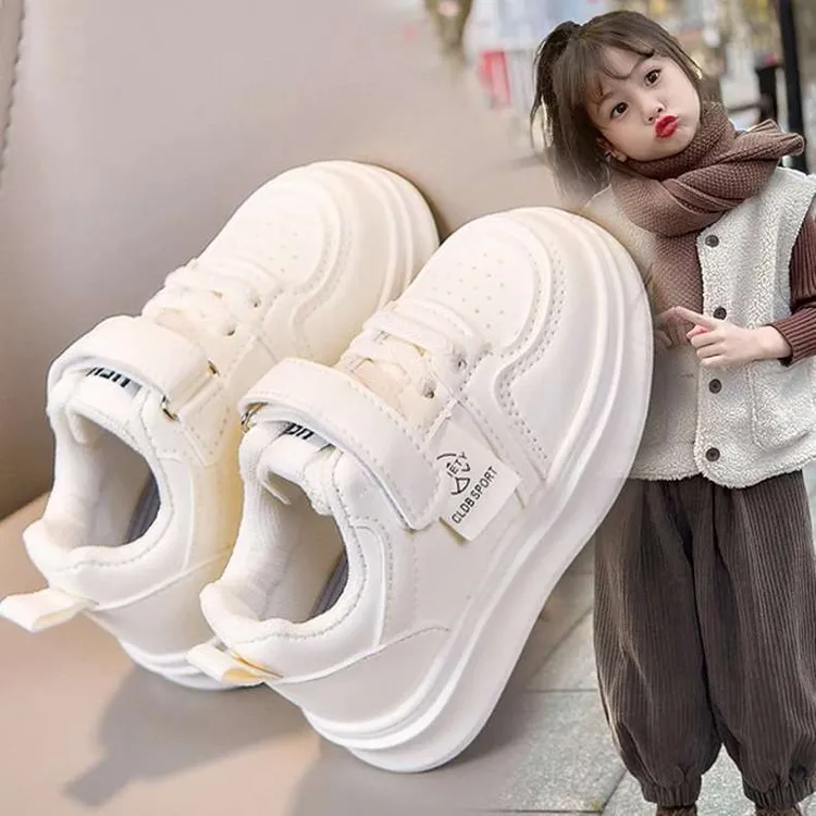 FAVMARTHA男女童真皮运动鞋2025新款秋冬加绒儿童小白鞋小童宝宝