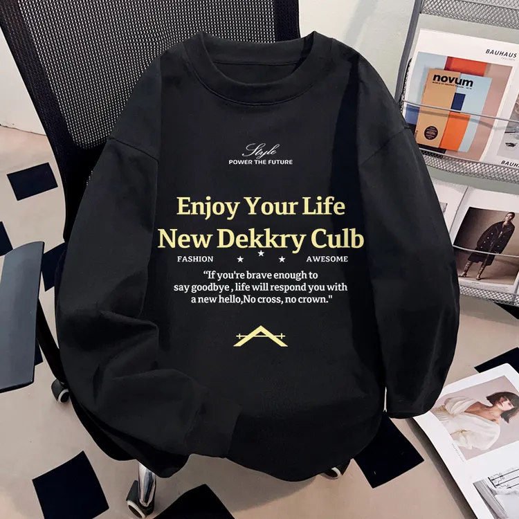 Dekkry潮牌美式高街百搭打底t恤秋冬季纯棉长袖男女款ins内搭上衣