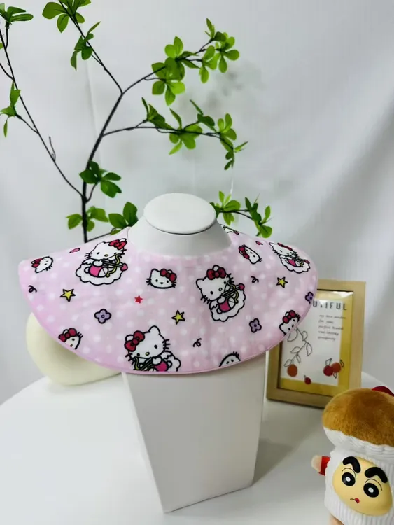 婴儿纯棉双层纱口水巾-滚边款