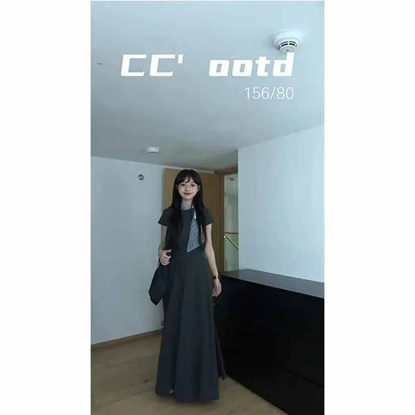 松弛感灰色时尚套装女夏季短袖正肩百搭上衣高腰半身裙套装