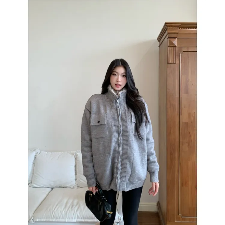 withmin凉皮 雪山国度 毛衣冬季新款女加厚针织保暖外套2524229
