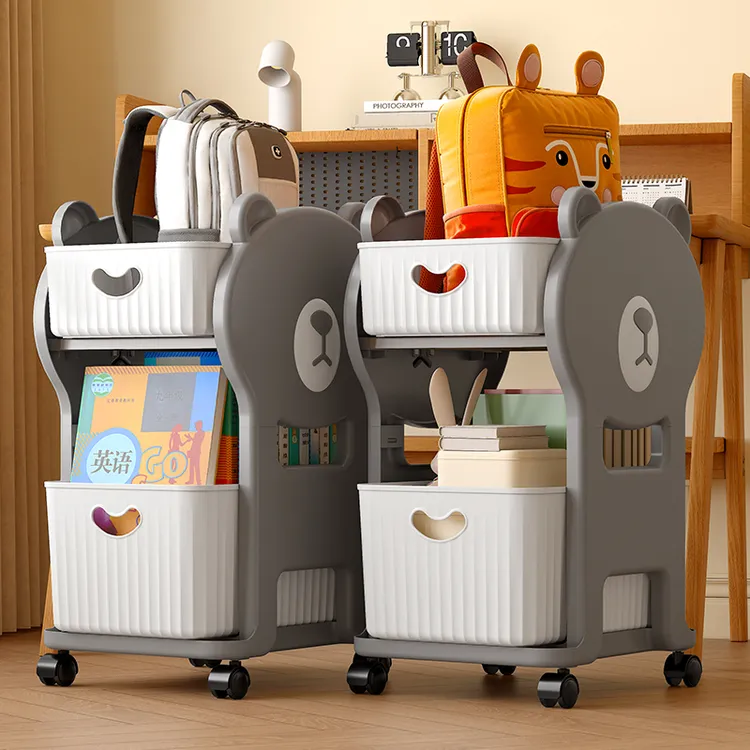 仟柏霖书包置物架可移动小推车桌下零食书本架多层收纳架柜家用
