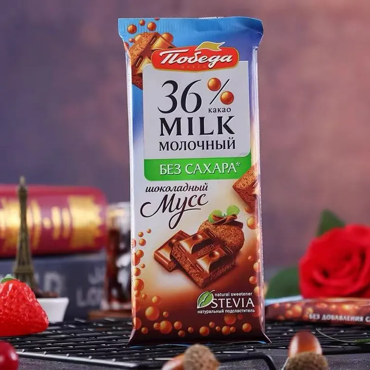 （优品客）俄罗斯进口 胜利牌 36%可可蜂窝状无蔗糖牛奶巧克力65克