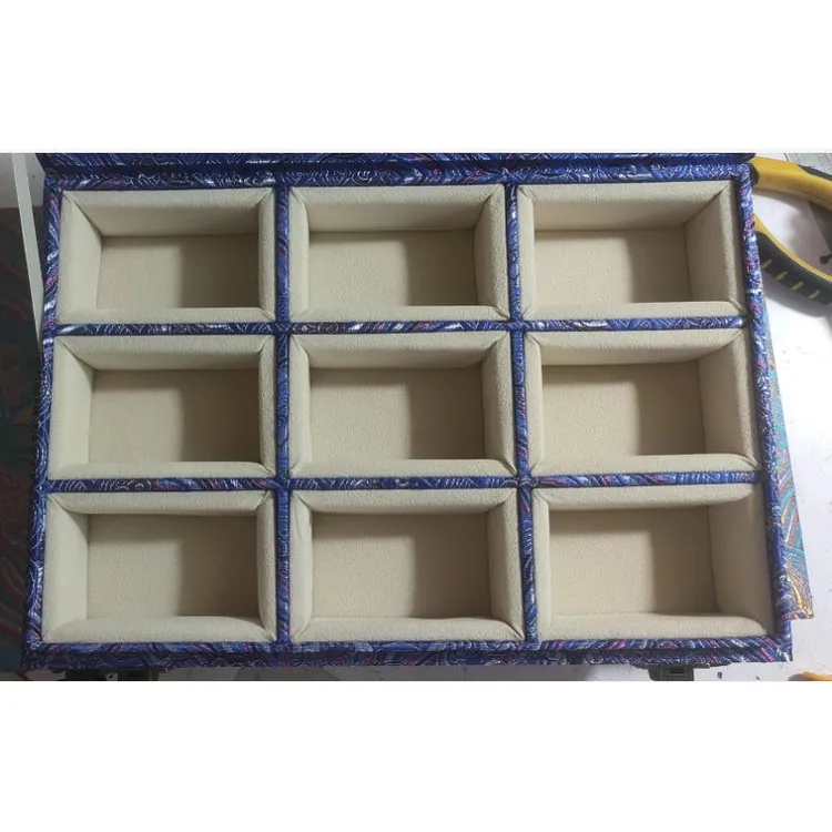 灰色书法9格人气高端多格收纳锦盒印章玉器文玩展示包装盒可定制