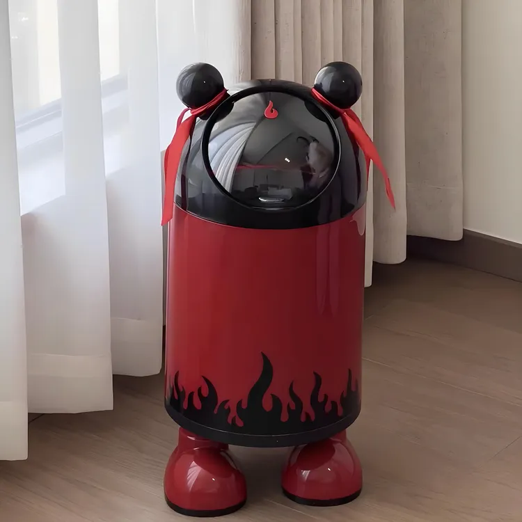 【新家的100个快递】红色垃圾桶家用搞怪带盖无异味高颜值废纸篓