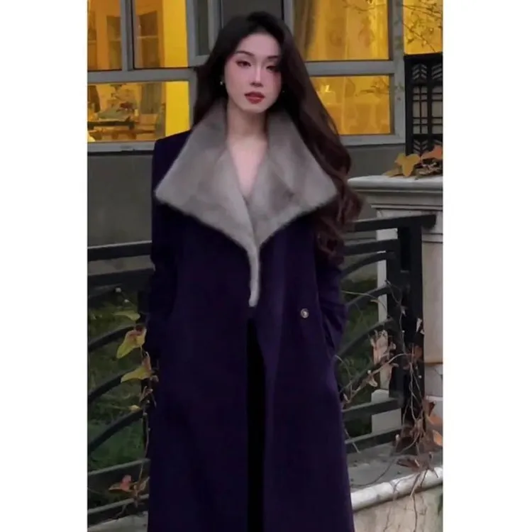 今年流行高级感超好看气质毛领长款羊绒大衣毛呢外套女冬2023新款