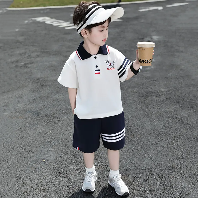 男童短袖套装2025POLO衫男孩夏装男帅气夏季儿童运动卡通动漫童装