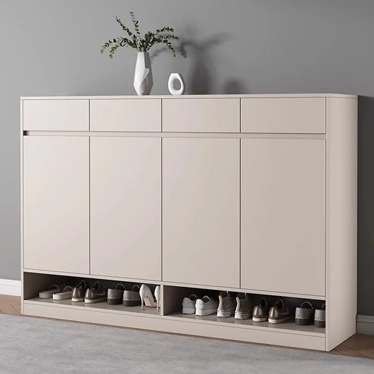 实木鞋柜家用门口2025新款爆款意式奶油风室内大容量多层入户玄关