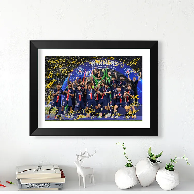 2025巴黎圣日耳曼冠军全家福签名款实木装饰相框照片墙桌摆台挂件