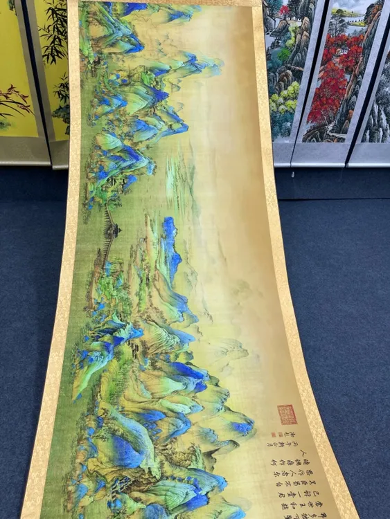  《千里江山图》300*100客厅书房茶室办公室装饰画